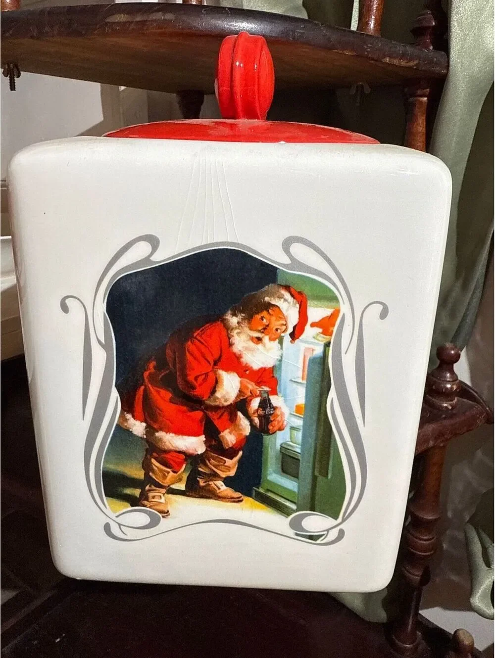 C7. Vintage Coca Cola 75th Anniversary Snack/ Cookie Jar w Orig Box by Gibson